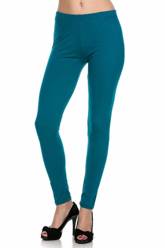 Solid Color 1 Inch Mid Waisted Brushed Ankle Leggings - 47