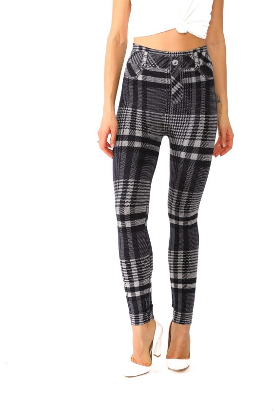 Jeggings Plaided with Houndstooth Pattern - 7