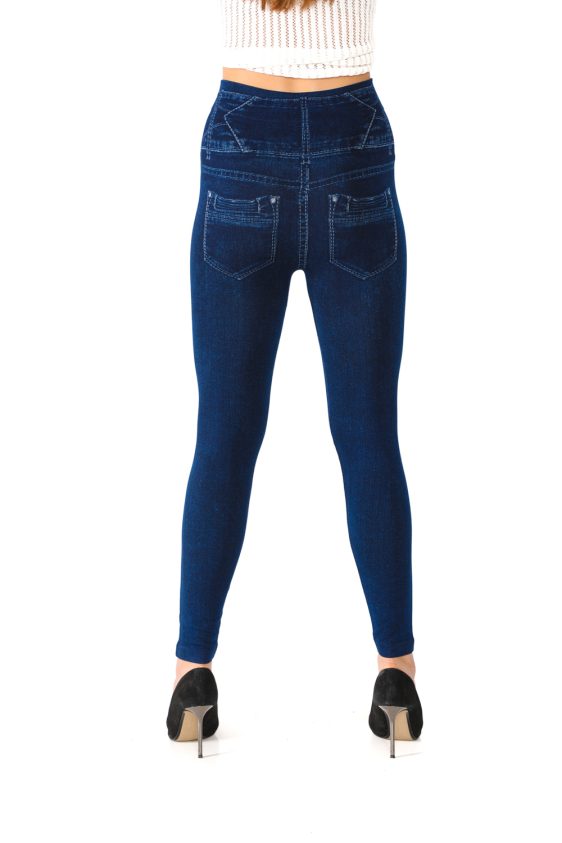 Denim Leggings with Patchy Ripped Pattern