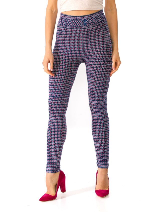 Seamless Houndstooth Pattern Jeggings - 1