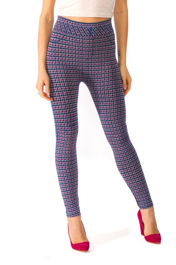 Seamless Houndstooth Pattern Jeggings - 7