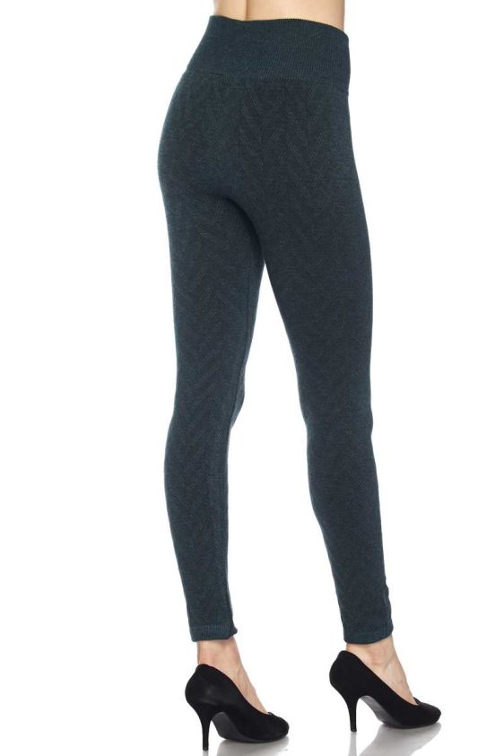 Solid Color 3 Inch High Waisted Textured Fleece Lined Ankle Leggings - 9
