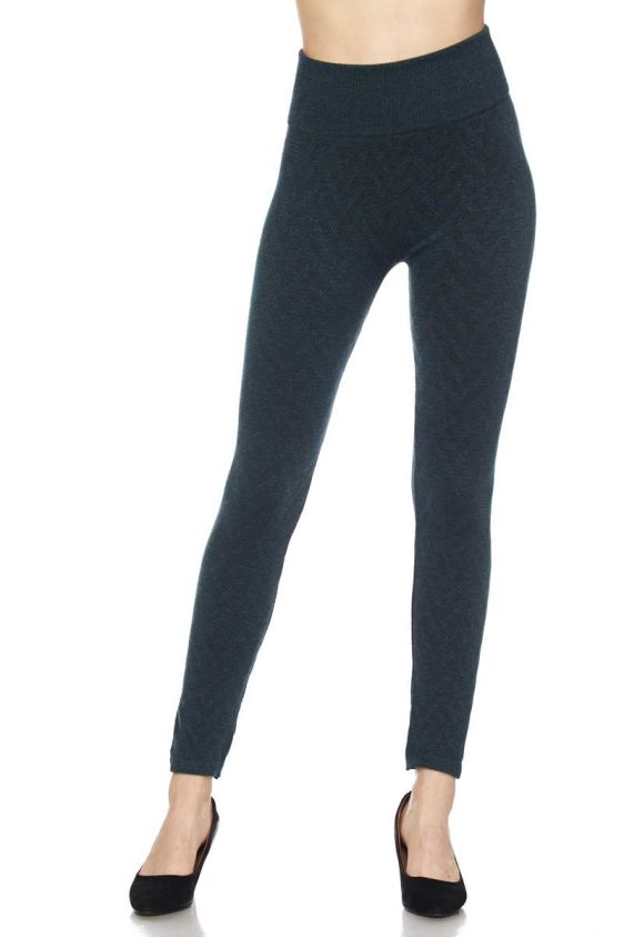Solid Color 3 Inch High Waisted Textured Fleece Lined Ankle Leggings - 8