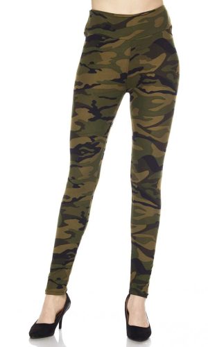 Camouflage Print Ankle Leggings w/3 inch waistband
