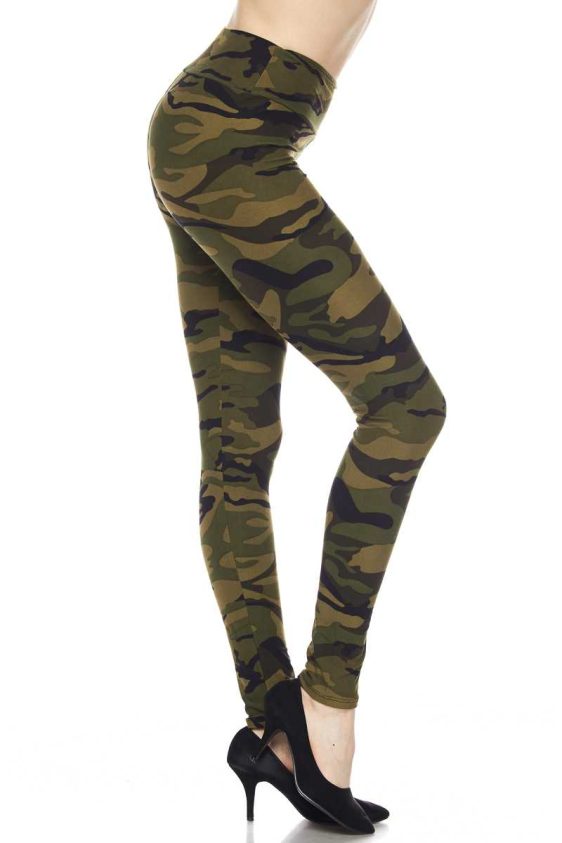 Camouflage Print Ankle Leggings w/3 inch waistband - 3