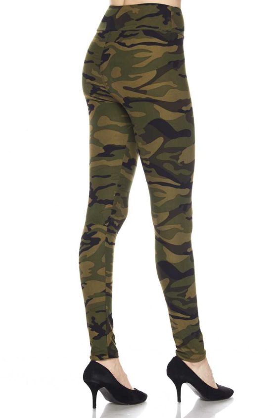 Camouflage Print Ankle Leggings w/3 inch waistband - 4