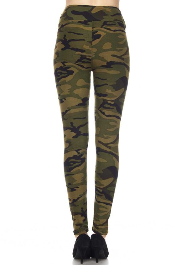Camouflage Print Ankle Leggings w/3 inch waistband - 5