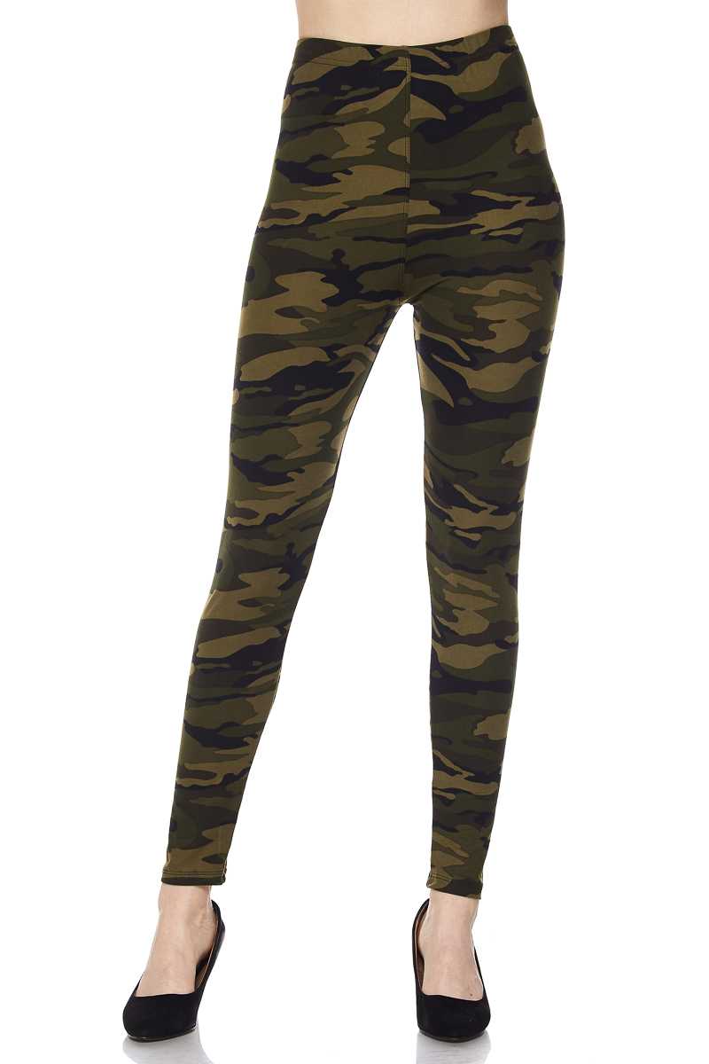 Brushed Camouflage Print Ankle Leggings - 1