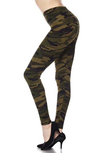 Brushed Camouflage Print Ankle Leggings