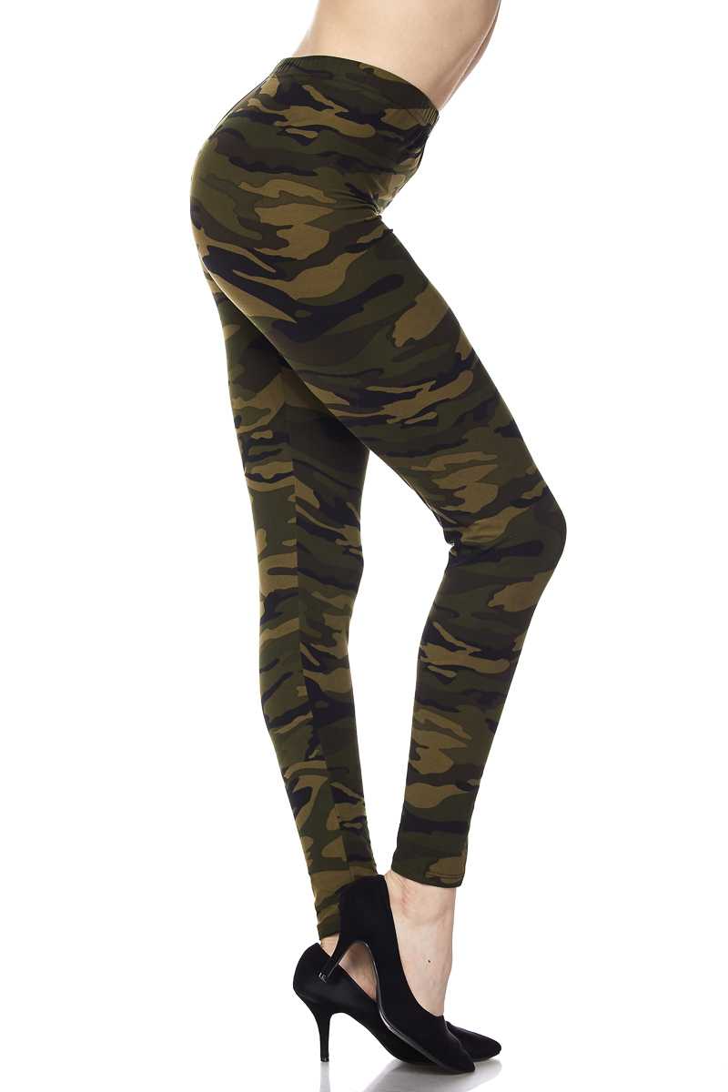 Brushed Camouflage Print Ankle Leggings - 3