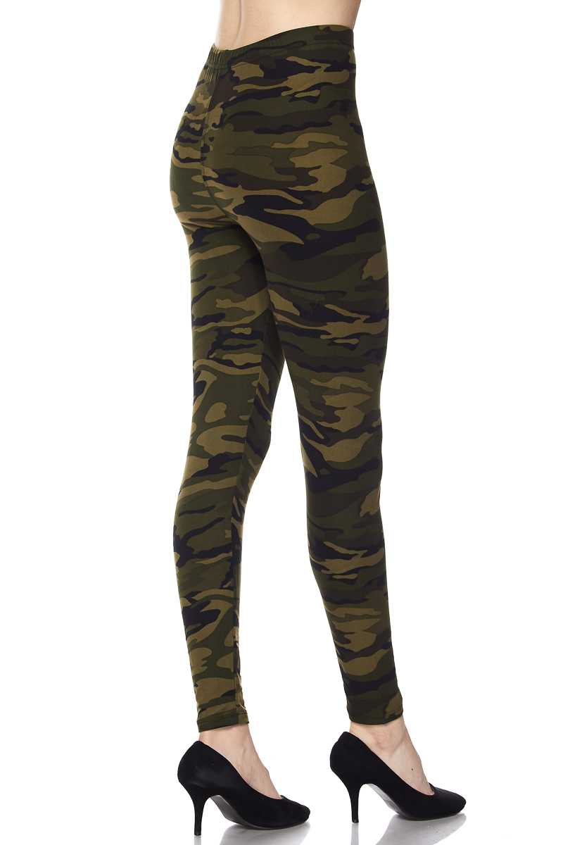 Brushed Camouflage Print Ankle Leggings - 4