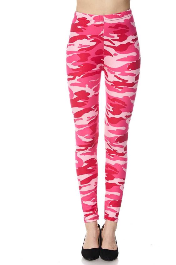 Camo Print Yummy Brushed Ankle Leggings - 2
