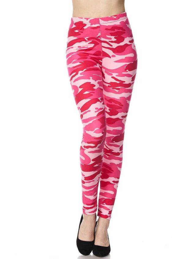 Camo Print Yummy Brushed Ankle Leggings - 3