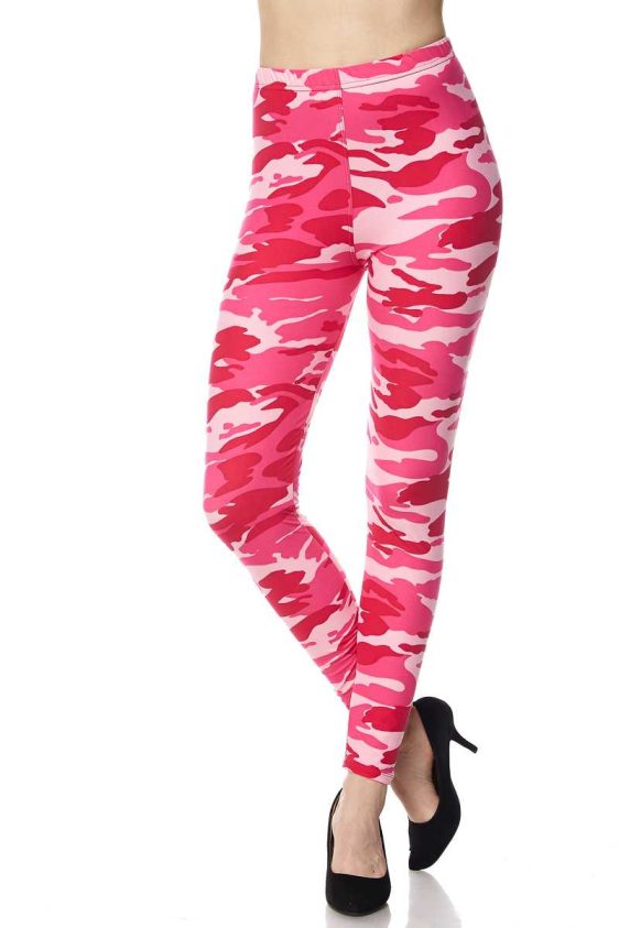 Camo Print Yummy Brushed Ankle Leggings - 1