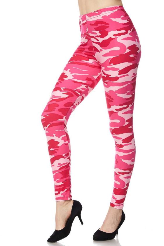 Camo Print Yummy Brushed Ankle Leggings - 4