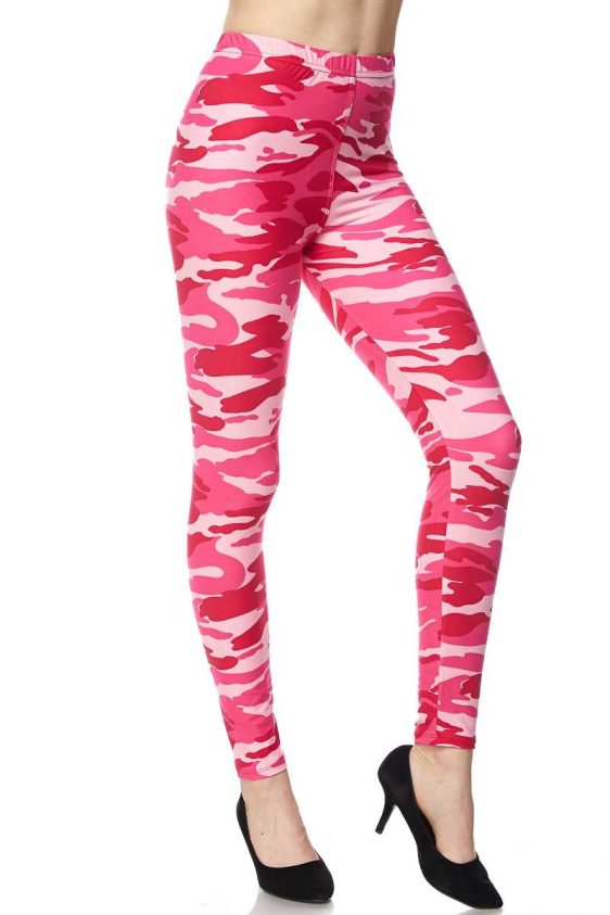 Camo Print Yummy Brushed Ankle Leggings - 5