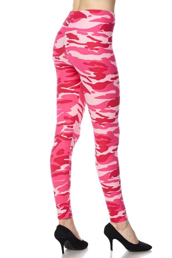 Camo Print Yummy Brushed Ankle Leggings - 7