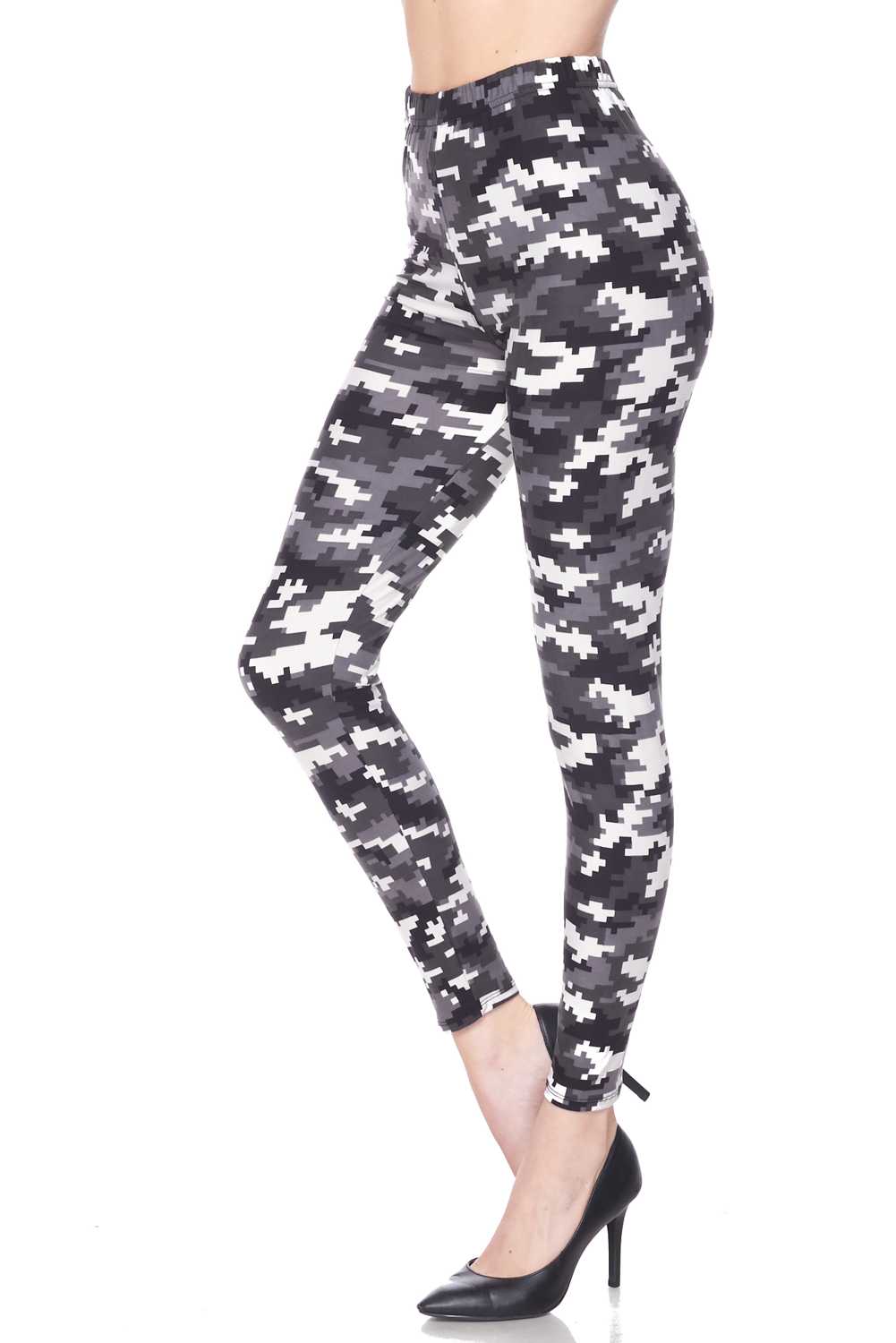 Camo Print Grey Color Fur Lined Ankle Leggings - Its All Leggings