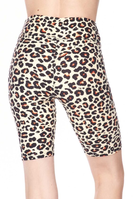 High Waisted Biker Shorts with Leopard Pattern - 1