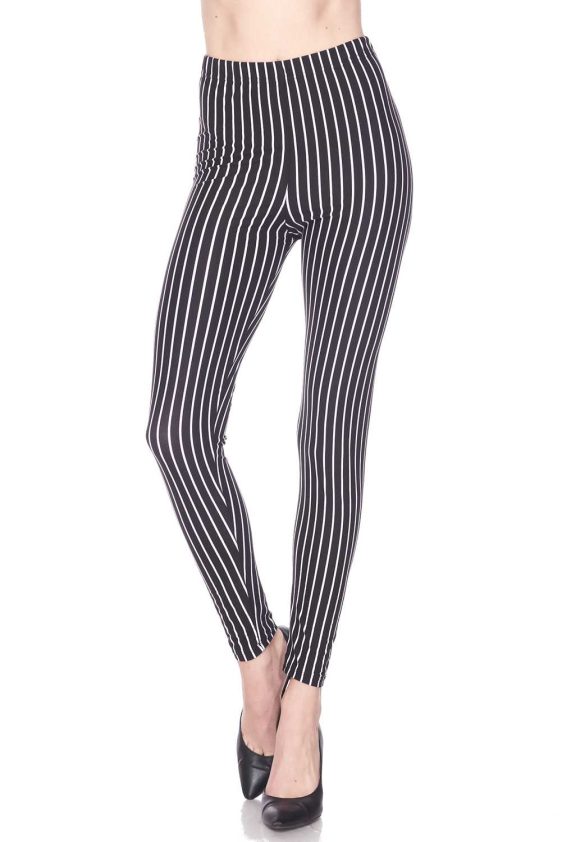 Women's Brushed Classy Vertical Striped Ankle Leggings - 3