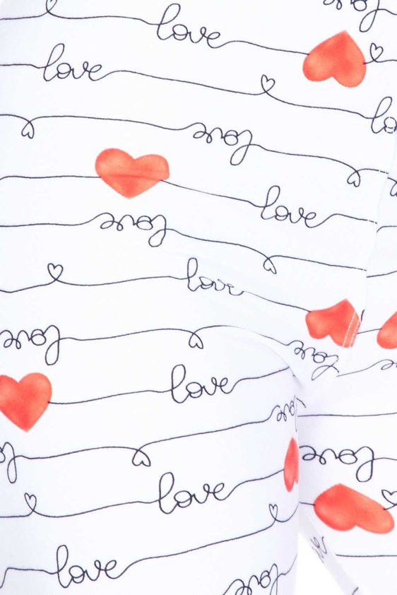 Heart Love Letter Brush Printed Leggings - 5