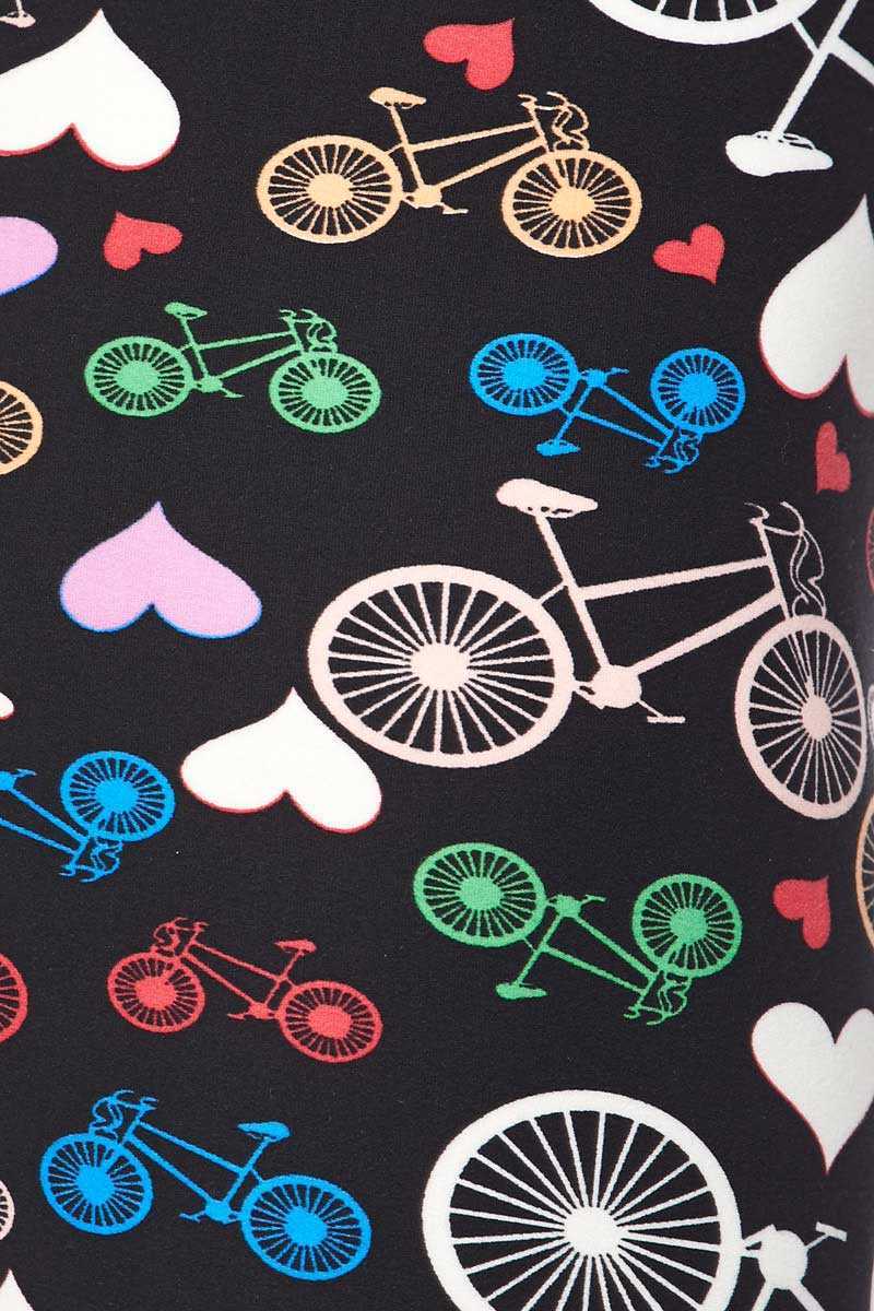 Hearts & Bicycles Print Yummy Brushed Ankle Leggings - 7