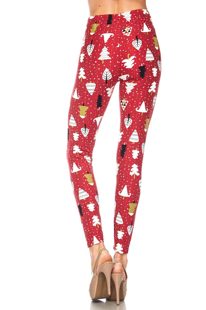 Snowy Christmas Tree Yummy Brushed Ankle Leggings - 4