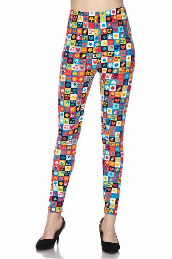 Emoji in Squares Print Leggings
