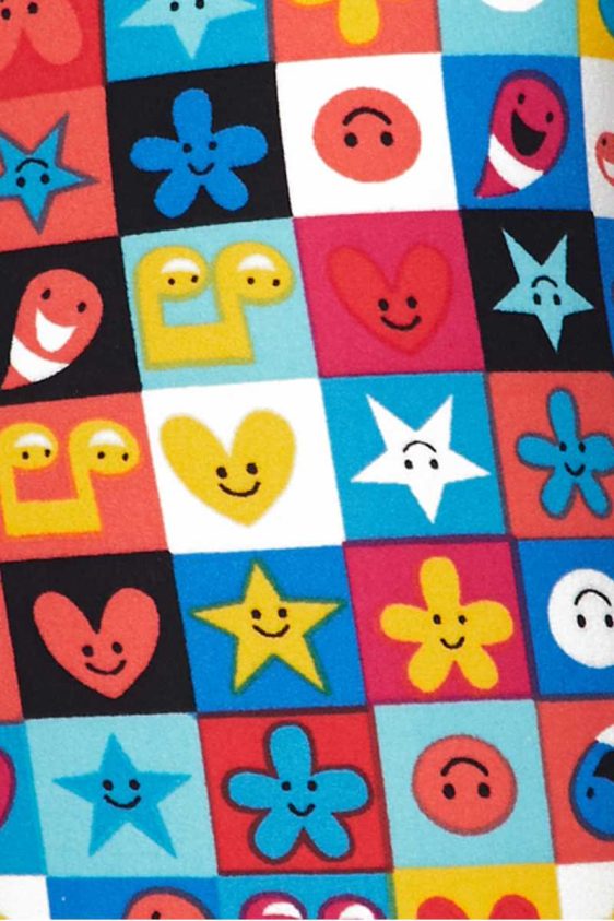 Emoji in Squares Print Brushed Leggings - 6