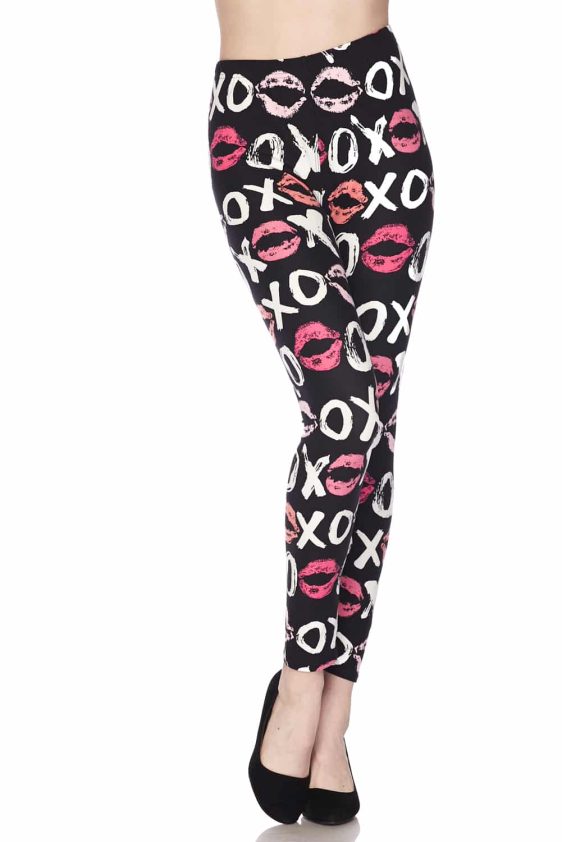 XOXO Print Brushed Leggings for Women - 5