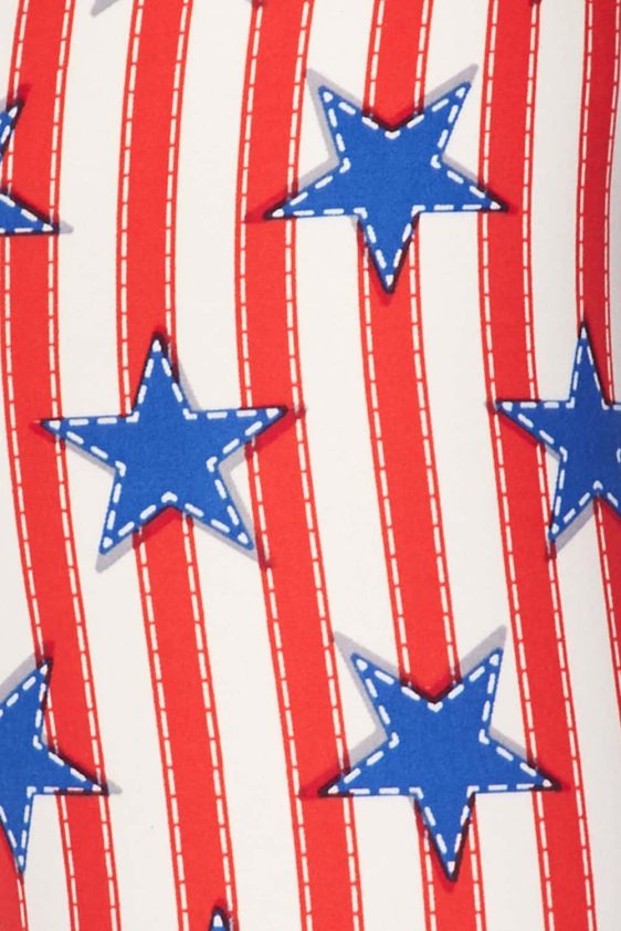 USA Flag Stars Stripes with Stitching Brushed Leggings - 6