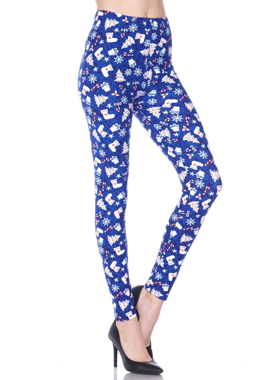 Snow Flakes And Gifts X-Mas Print Brushed Leggings - 4