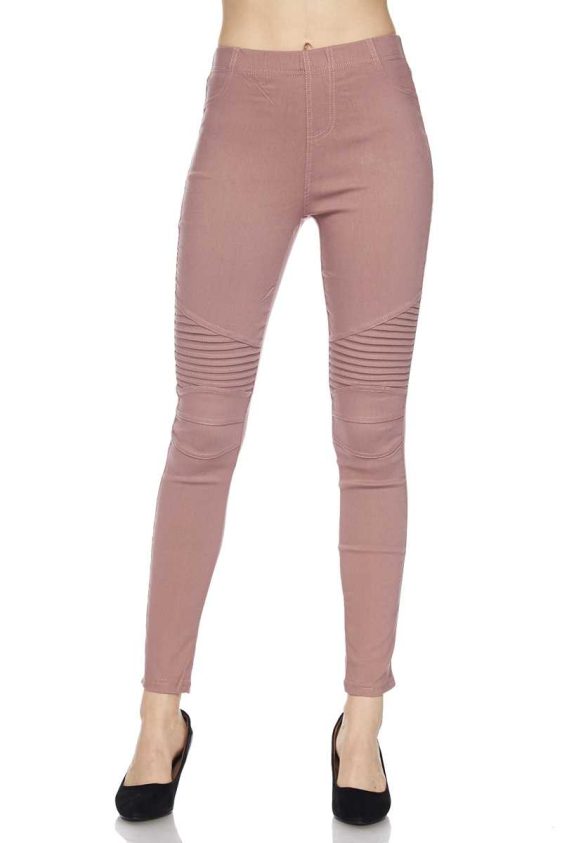 Stretch Moto Legging Pants with Back Pockets