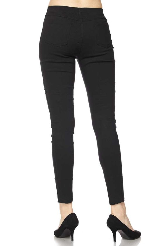 Stretch Moto Legging Pants with Back Pockets - 2
