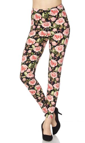 Floral Print Yummy Brushed Ankle Leggings