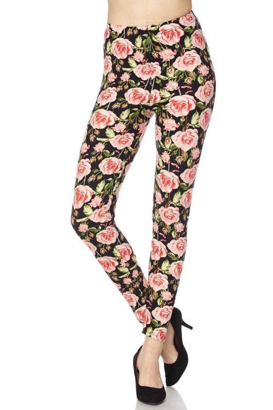 Floral Print Yummy Brushed Ankle Leggings