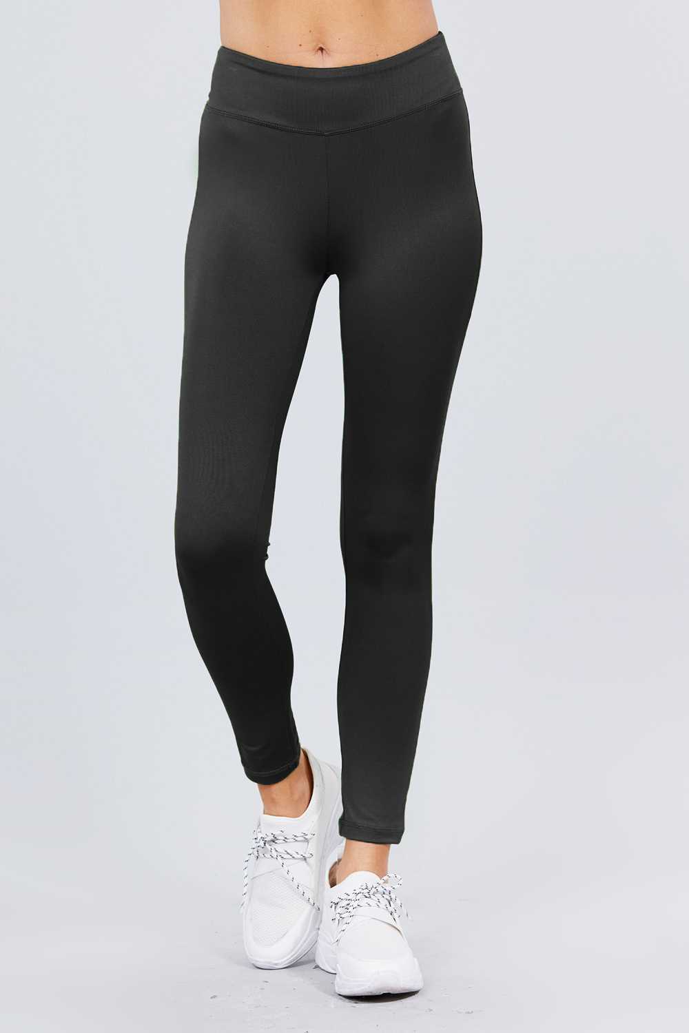 Solid Color 3 Inch High Waisted Track Active Skinny Leggings - Its All ...