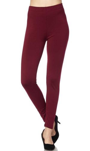 Solid Color 1 Inch High Waisted Fleece Lined Ankle Leggings