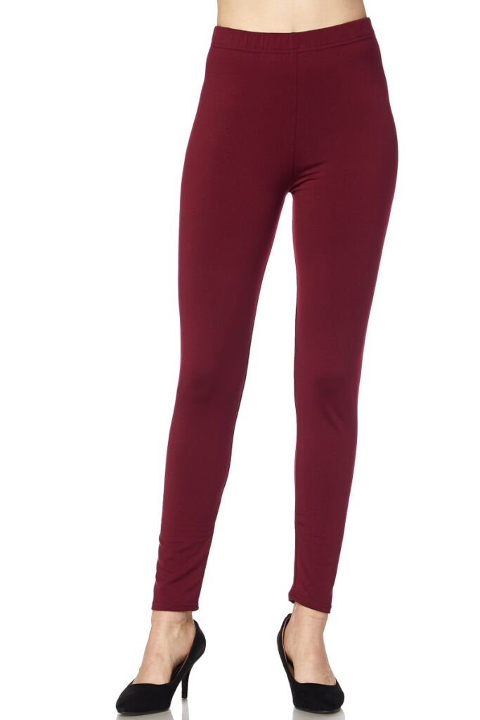 Solid Color 1 Inch High Waisted Fleece Lined Ankle Leggings - Its All ...