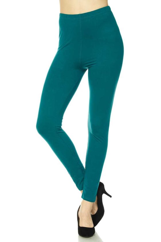 Solid Color 1 Inch Mid Waisted Brushed Ankle Leggings - 16