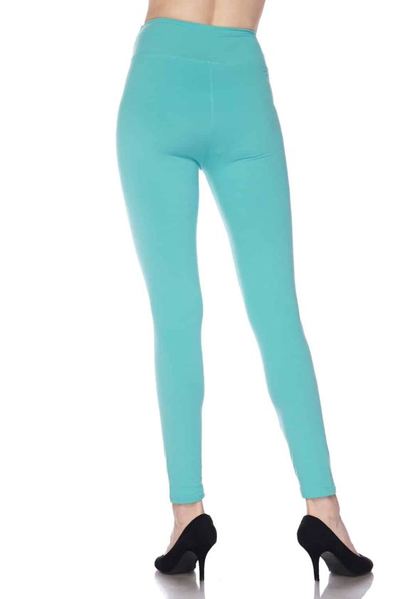Solid Color 1 Inch Mid Waisted Brushed Ankle Leggings - 33