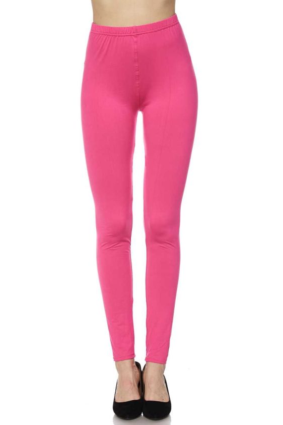 Solid Color 1 Inch Mid Waisted Brushed Ankle Leggings - 13