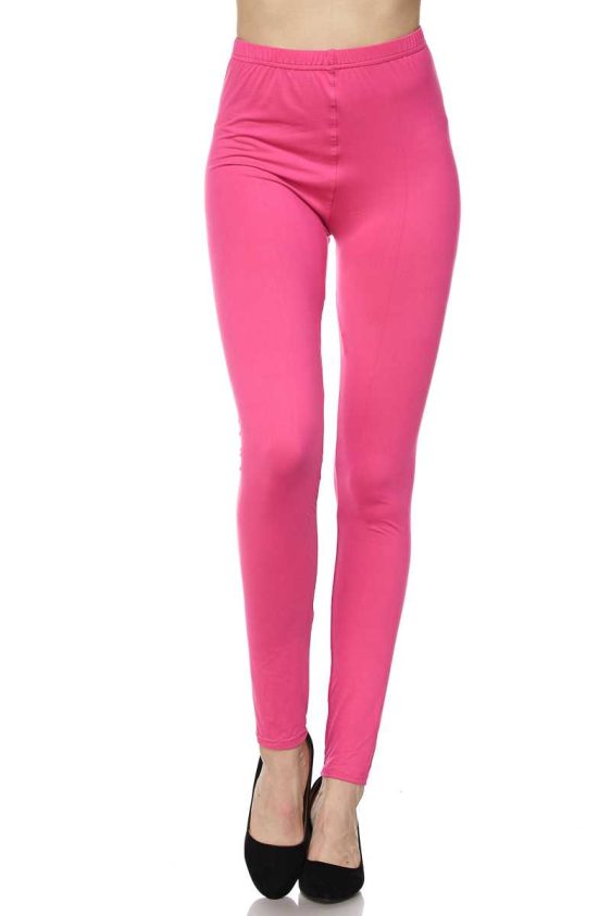 Solid Color 1 Inch Mid Waisted Brushed Ankle Leggings - 14