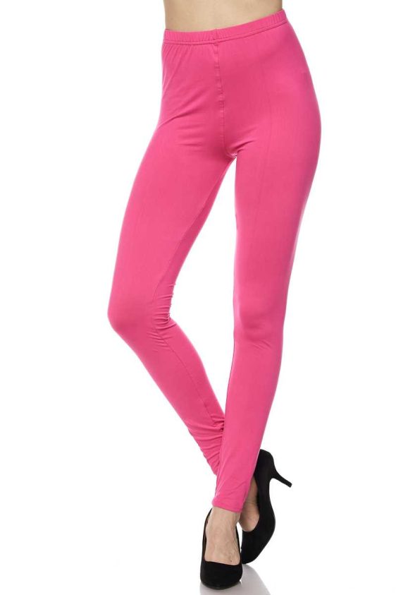 Solid Color 1 Inch Mid Waisted Brushed Ankle Leggings - 15