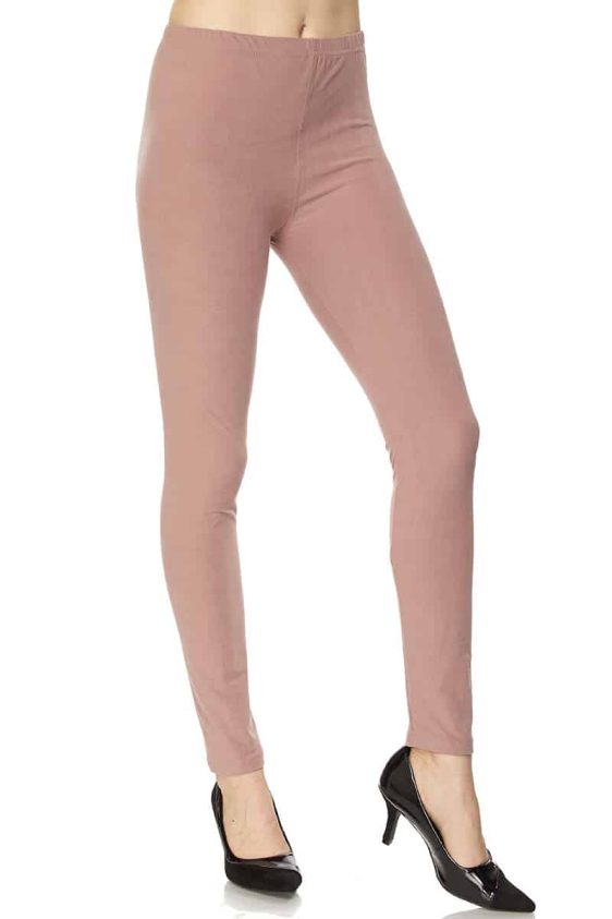 Solid Color 1 Inch Mid Waisted Brushed Ankle Leggings - 29