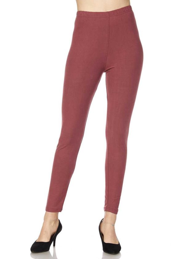 Solid Color 1 Inch Mid Waisted Brushed Ankle Leggings - 21