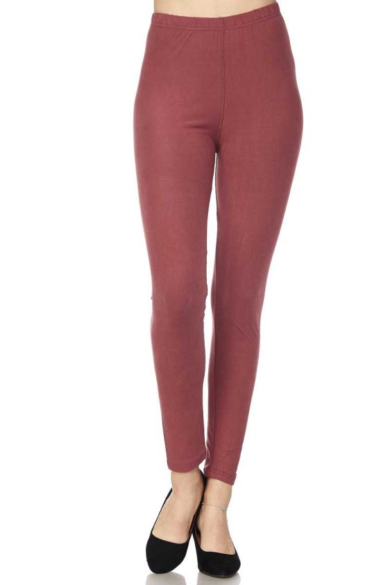 Solid Color 1 Inch Mid Waisted Brushed Ankle Leggings - 22
