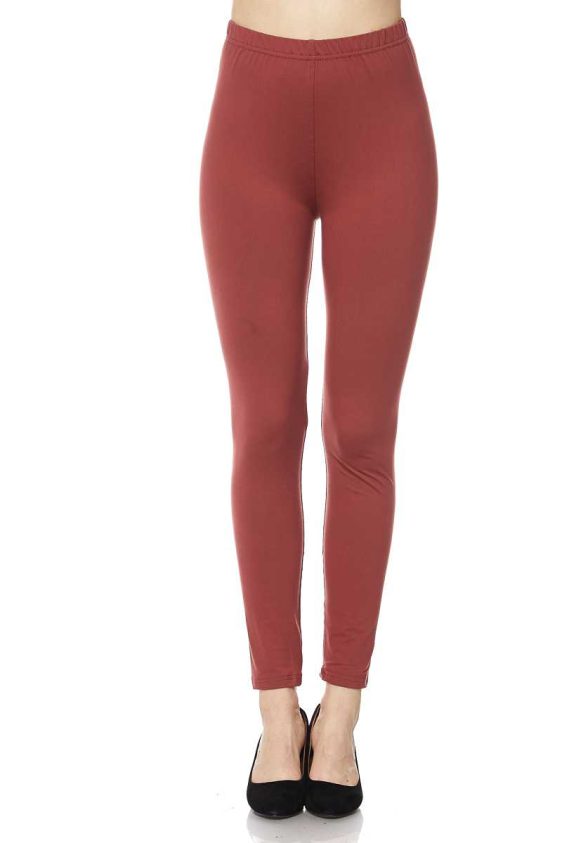 Solid Color 1 Inch Mid Waisted Brushed Ankle Leggings - 23