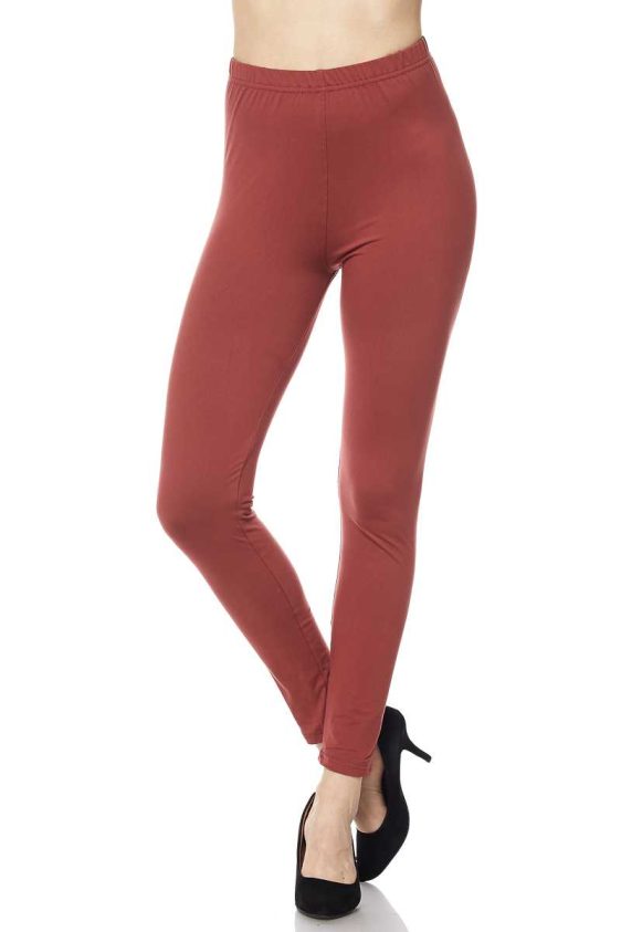Solid Color 1 Inch Mid Waisted Brushed Ankle Leggings - 24