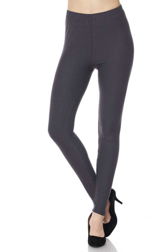Solid Color 1 Inch Mid Waisted Brushed Ankle Leggings - 6